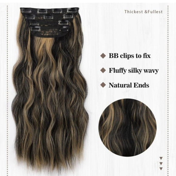 Clip in hair extensions 20 inch 4 pieces 11 clips - Picture 3 of 5